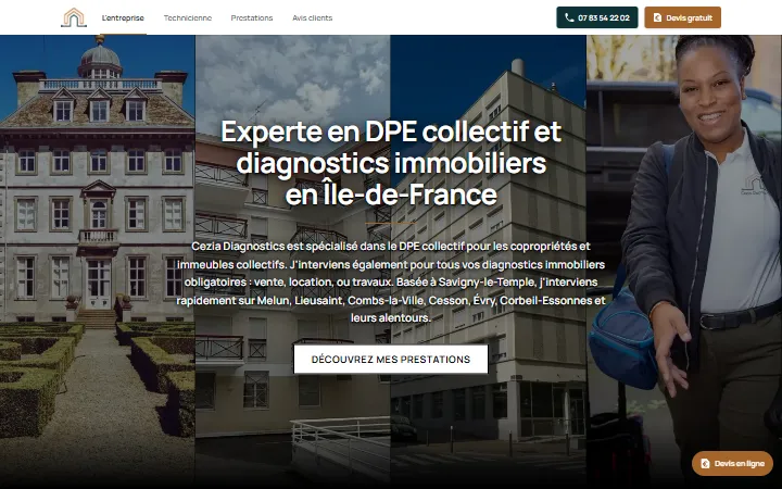 Aperçu du site Cezia Diagnostics
